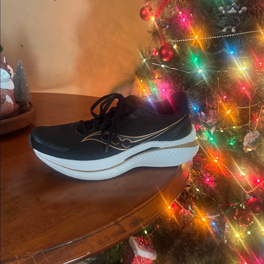 Saucony Black and Gold Endorphin Speed Three Running Shoe